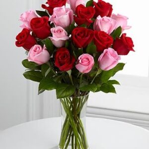Red & Pink Roses Vase