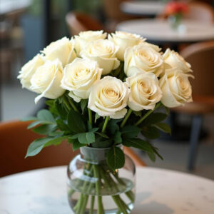 White Roses Vase