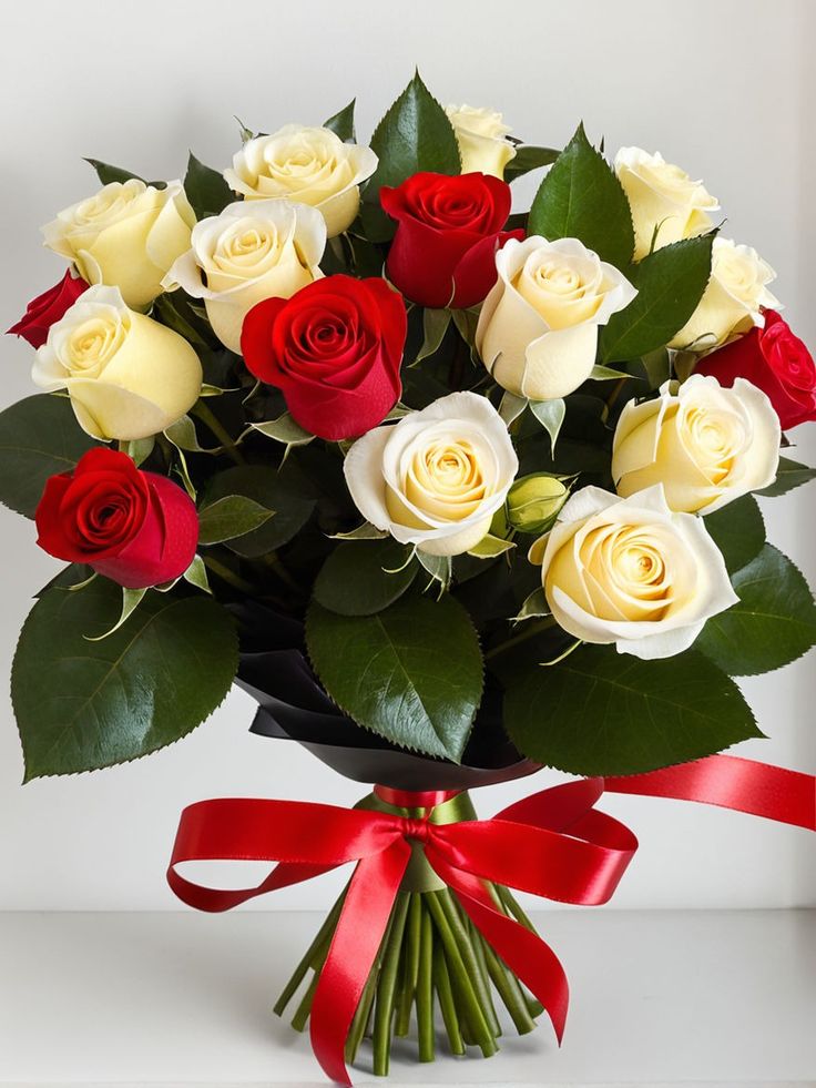 Red & White Roses Bouquet 1 Red & White Roses Bouquet
