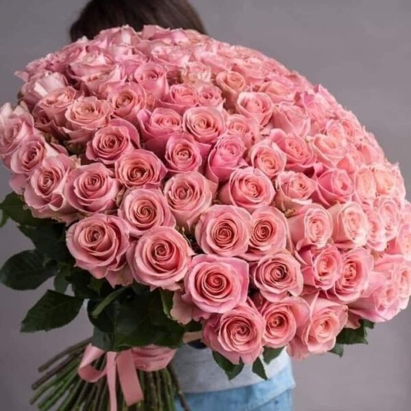 100 Pink Roses Bouquet - Image 4