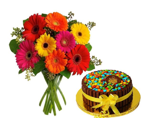 Colorful Blooms & Wafer Bars Cake