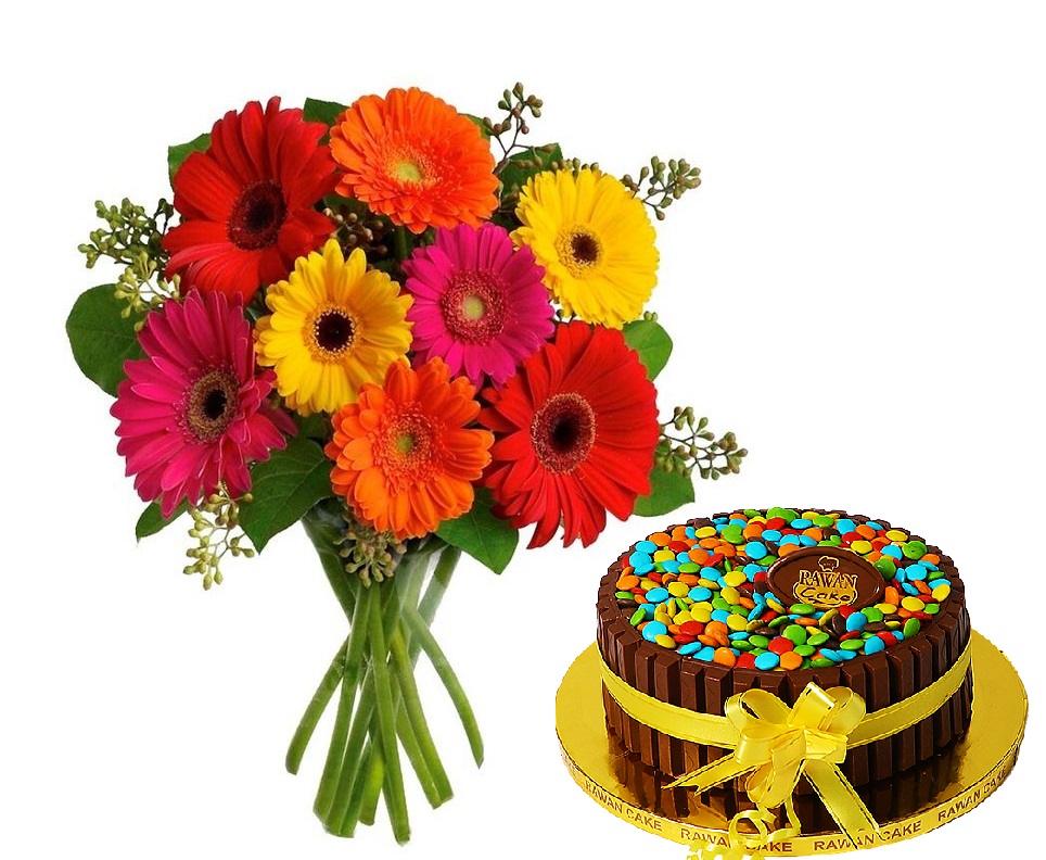 Colorful Blooms & Wafer Bars Cake 1 Colorful Blooms & Wafer Bars Cake