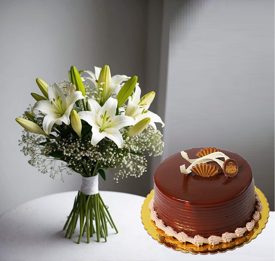 Lily Roses & Wafer Cake 1 Lily Roses & Wafer Cake