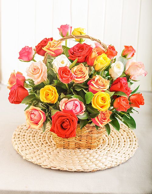 Radiant Mix Rose Basket