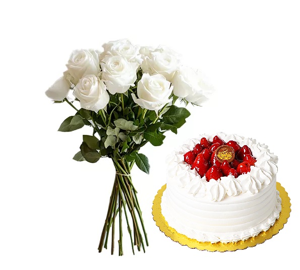 Roses & Strawberry Cake