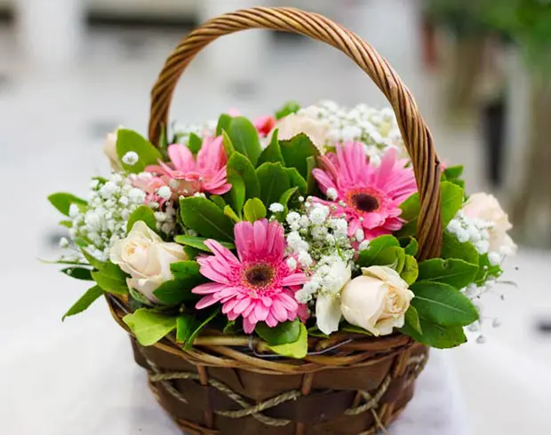 Blush & White Basket