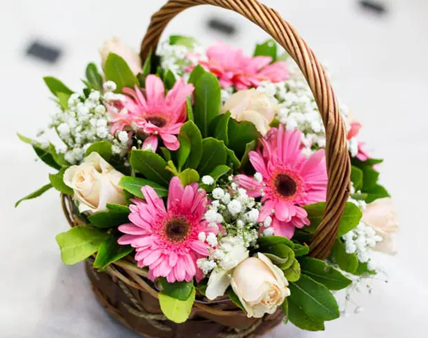 Blush & White Basket 2 Blush & White Basket - Image 2