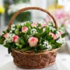 Blush & Green Basket Amman | WowWard Flower & Gift Delivery