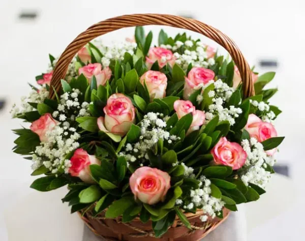 Blush & Green Basket | Flower & Gift Delivery in Amman, Jordan – WowWard (Photo 4)