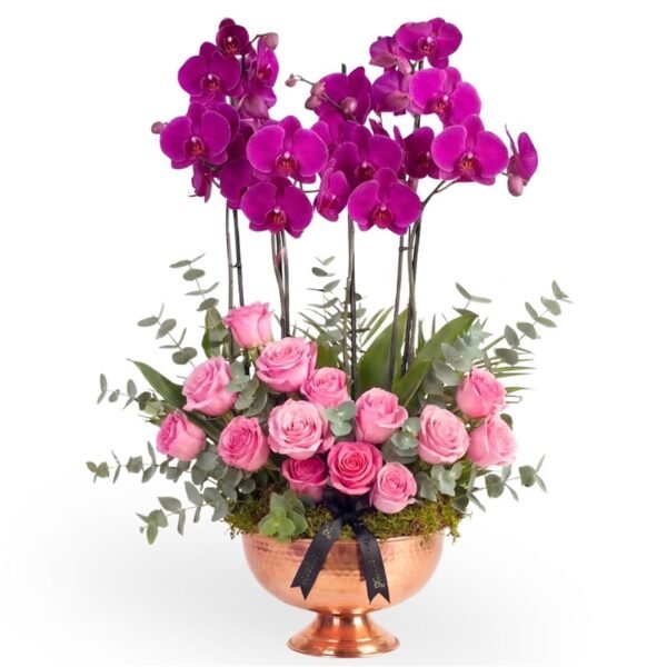 Orchid & Rose Vase Amman | WowWard Flower & Gift Delivery