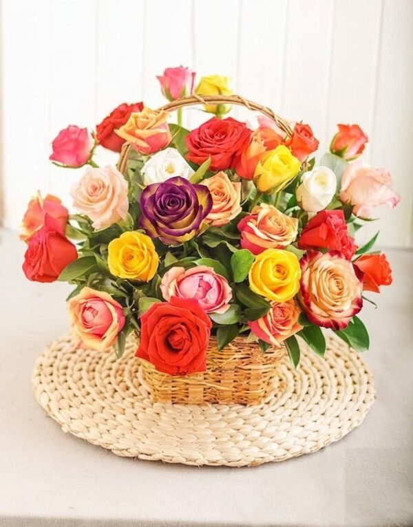 Radiant Mix Rose Basket