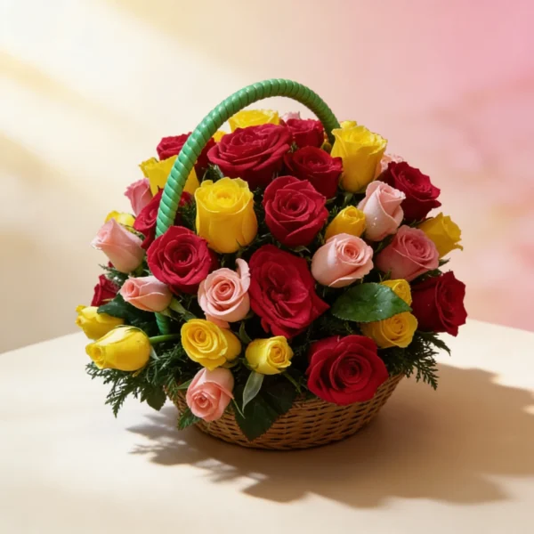 Radiant Mix Rose Basket