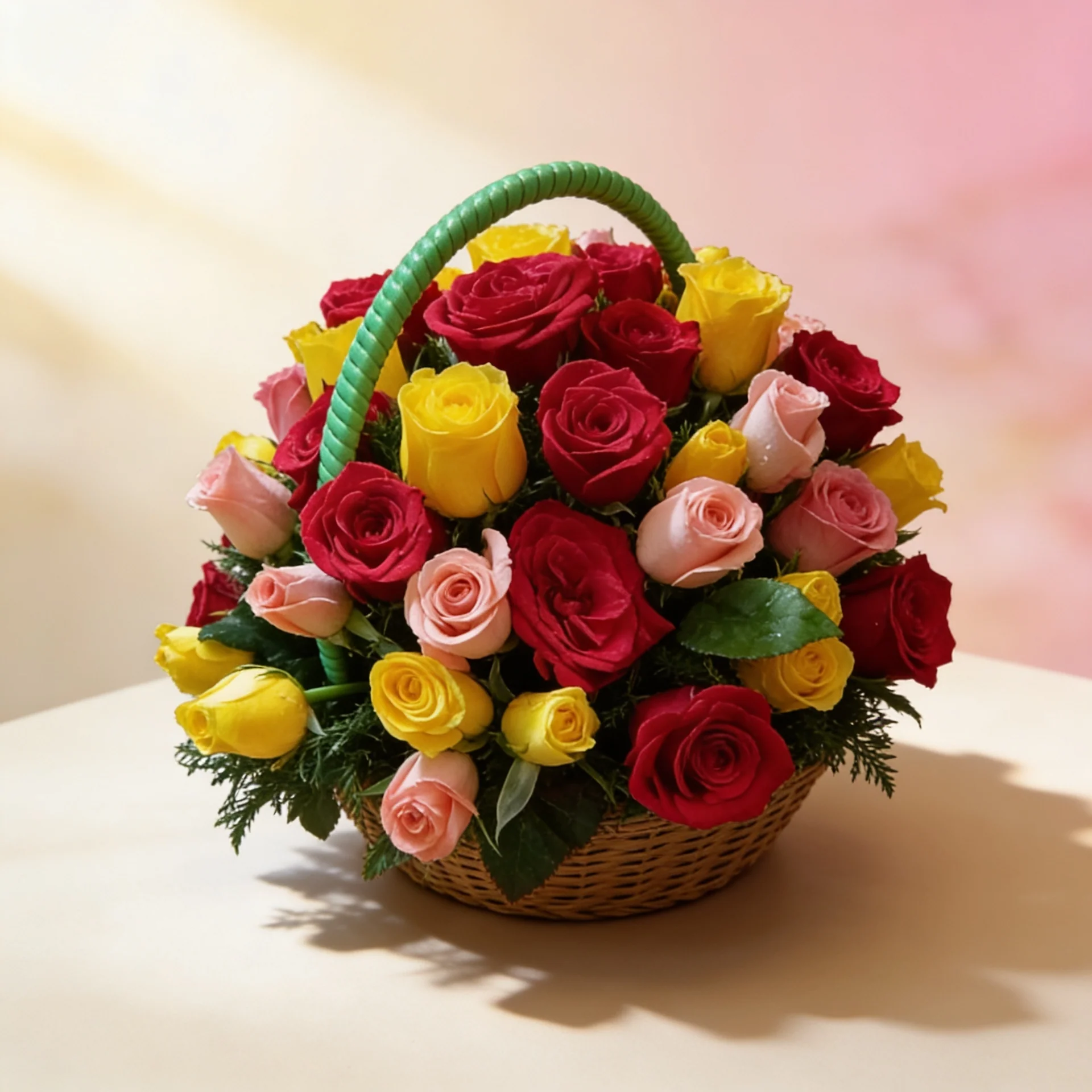 Radiant Mix Rose Basket