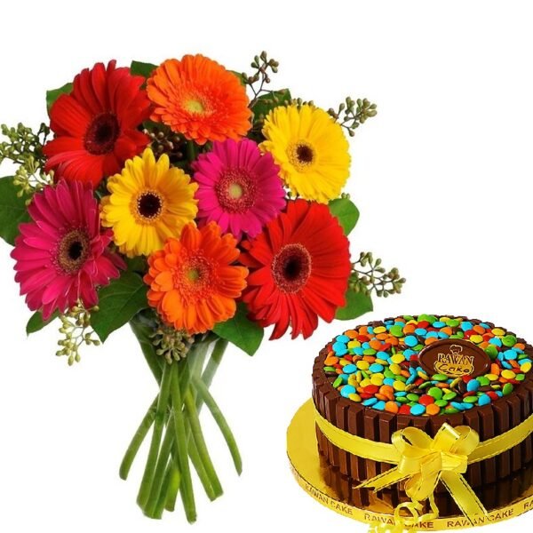 colorful-blooms-wafer-bars-cake.jpg Colorful Blooms & Wafer Bars Cake Amman | WowWard Flower & Gift Delivery