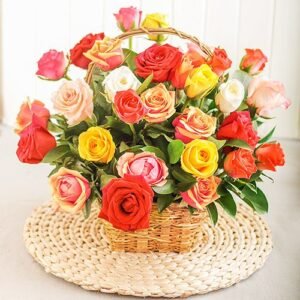 radiant-mix-rose-basket.jpg Radiant Mix Rose Basket