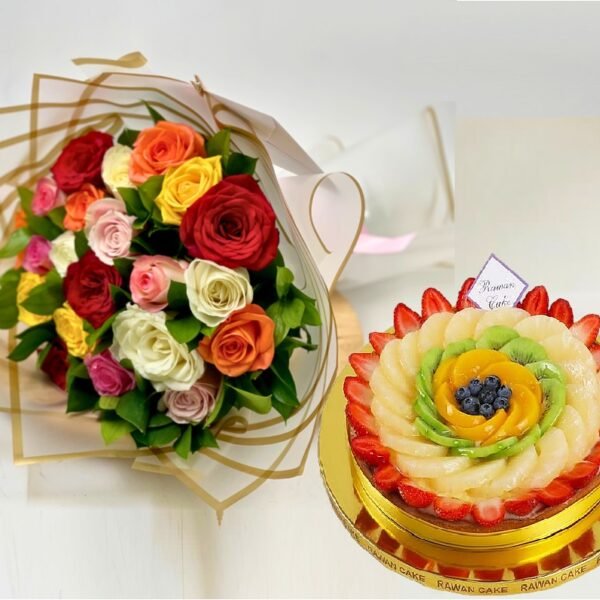 roses-fruit-tart.jpg Roses & Fruit Tart Amman | WowWard Flower & Gift Delivery