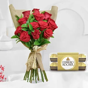 valentines-12-roses-bouquet-and-chocolates_1.webp Sweet Crimson Gift