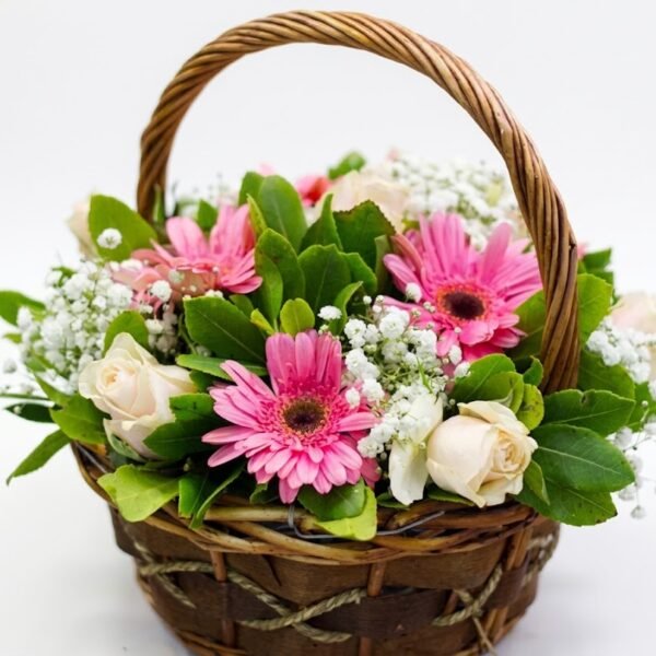 Blush & White Basket Blush & White Basket